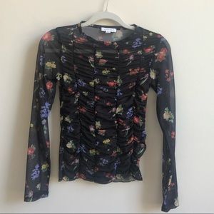 Topshop Ruched Mesh Top